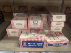 (21) BOXES OF NUTTY CLUB MINT MIX, (12) 12/150G PER BOX & (9) 12/50G PER BOX