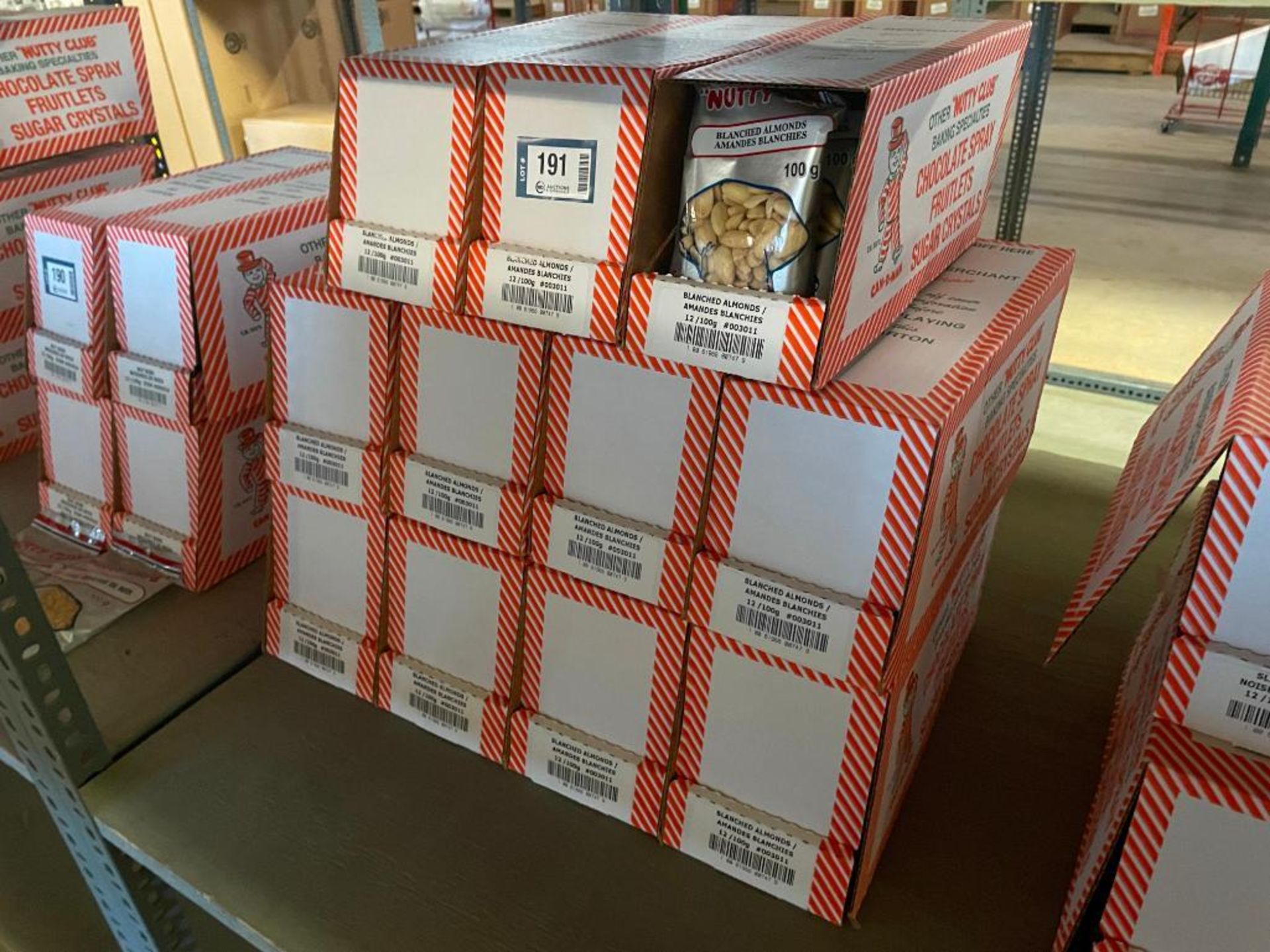 (11) BOXES OF NUTTY CLUB BLANCHED ALMONDS, 12/100G BAGS PER BOX - Image 3 of 3