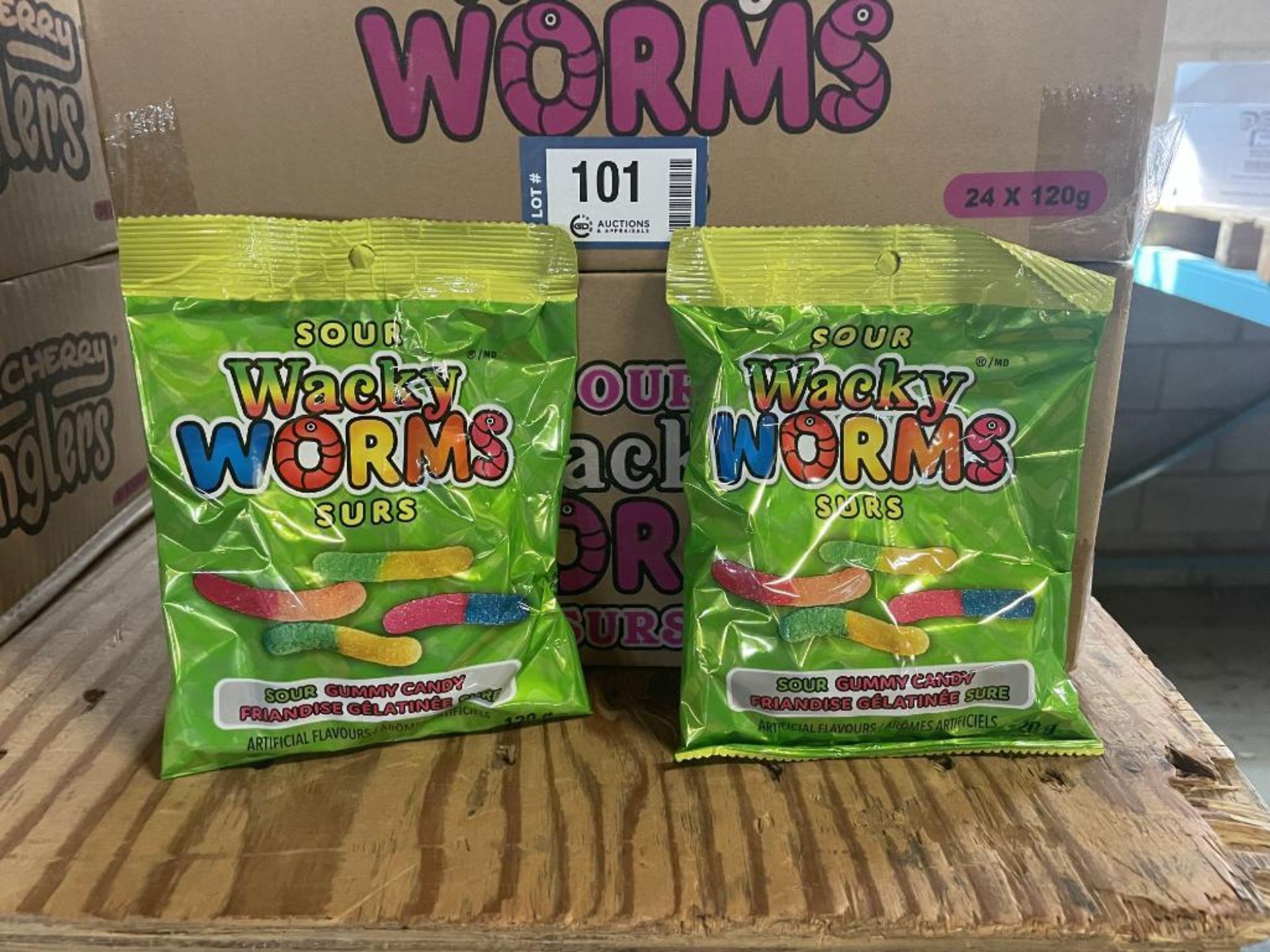 (5) BOXES OF SOUR WACKY WORMS, 12/120G PER BOX - Image 2 of 3