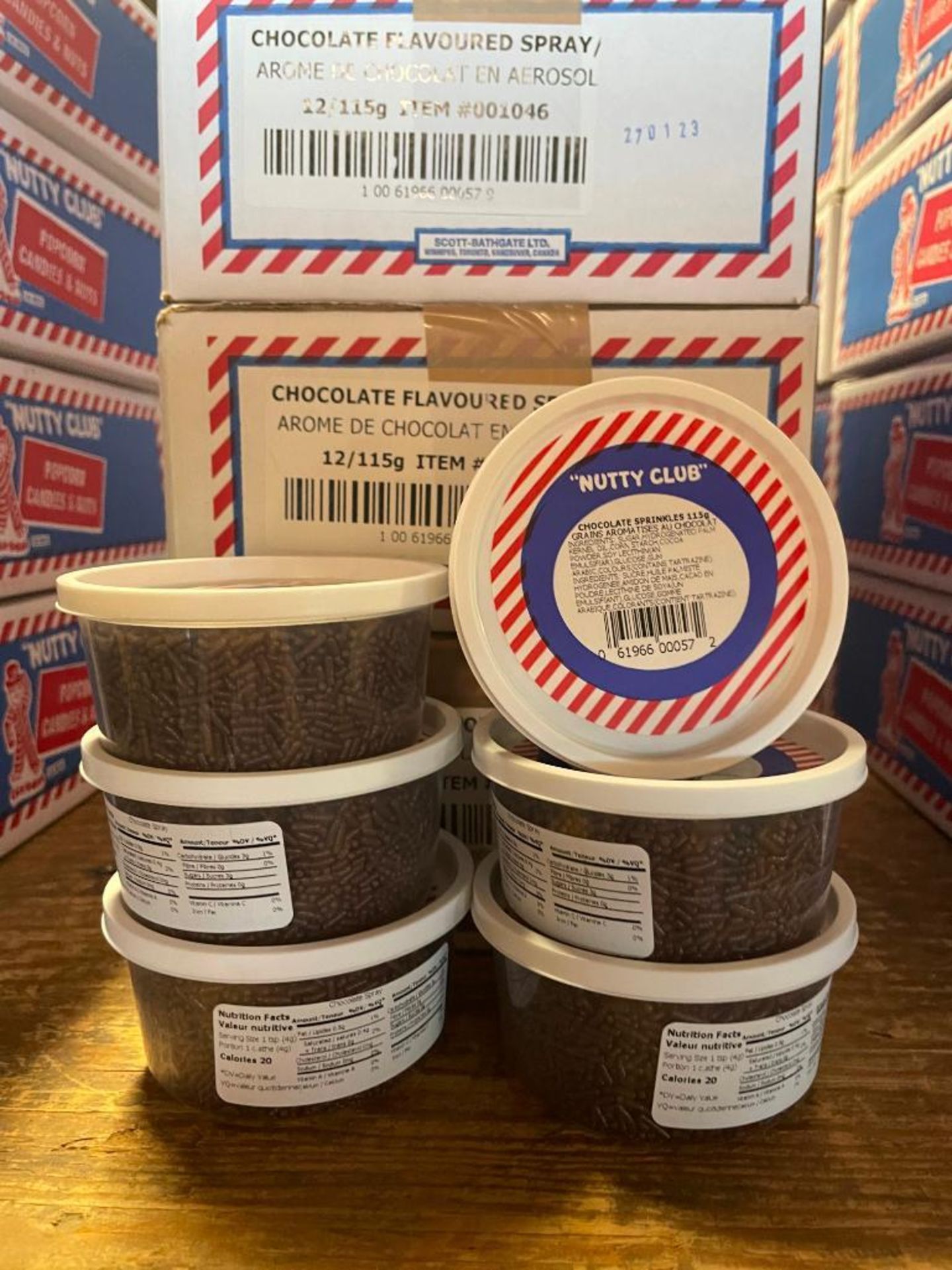 (8) BOXES OF NUTTY CLUB CHOCOLATE SPRINKLES, 12/115G TUBS PER BOX - Image 3 of 3