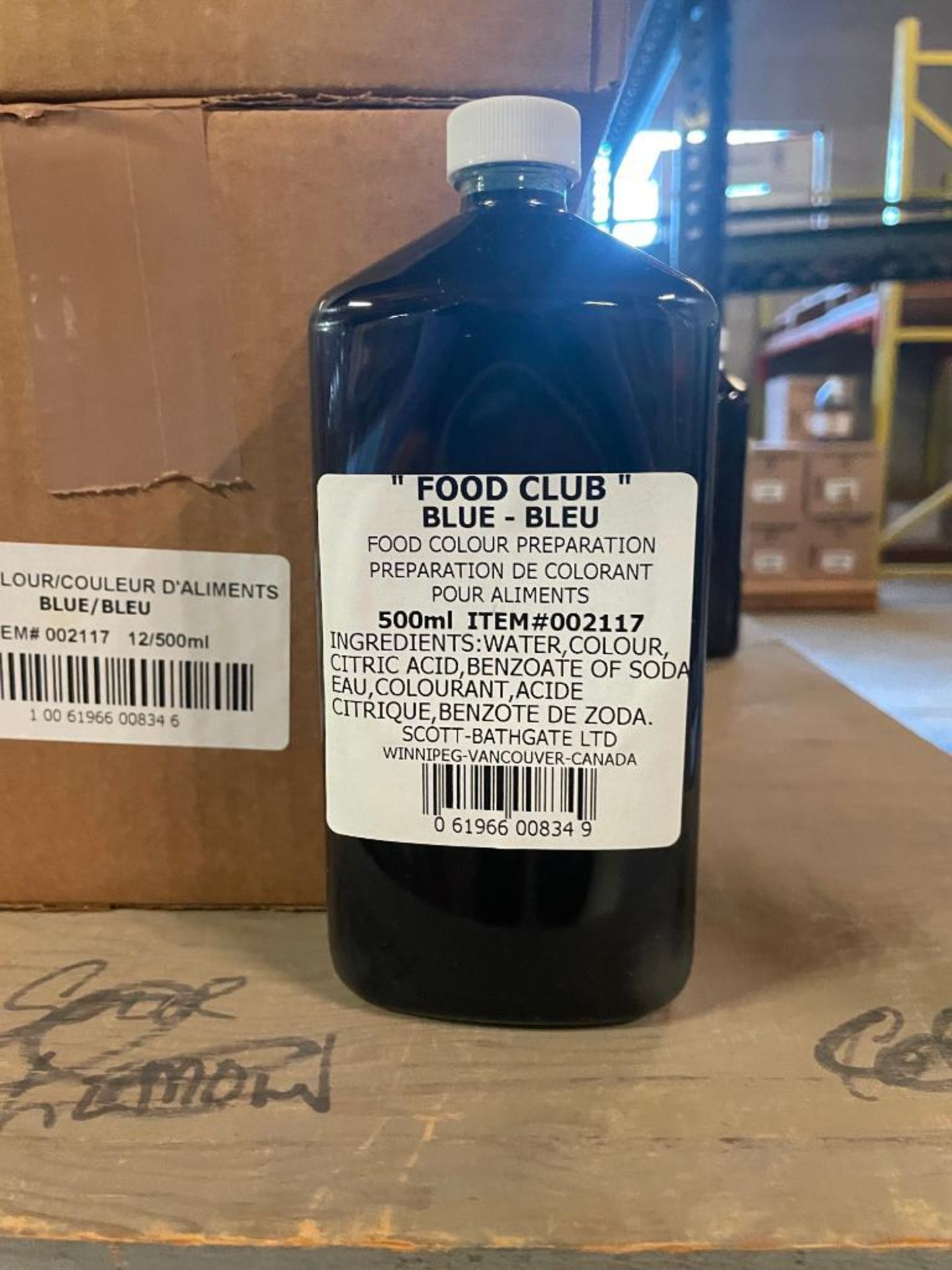 (2) BOXES OF FOOD CLUB BLUE FOOD COLOUR PREPARATION, 12/500ML BOTTLES PER BOX - Image 2 of 2
