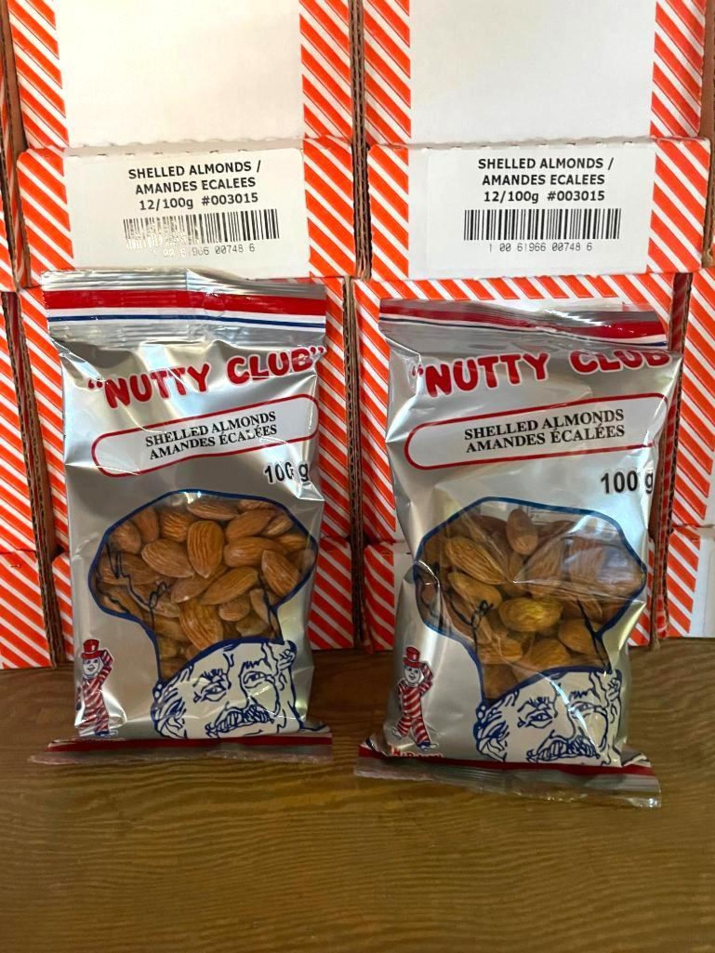 (11) BOXES OF NUTTY CLUB SHELLED ALMONDS, 12/100G BAGS PER BOX - Image 2 of 3