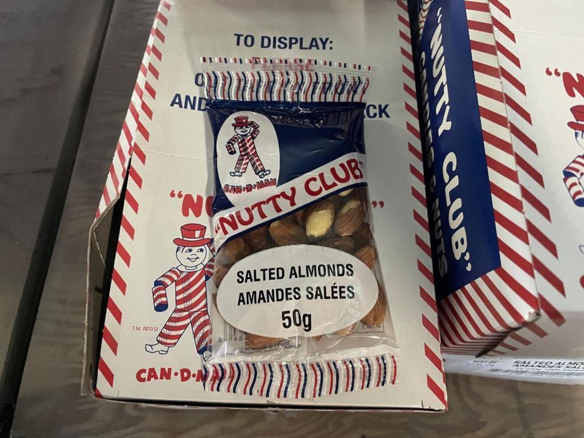 (22) BOXES OF NUTTY CLUB SALTED ALMONDS, (17) 12/100B PER BOX & (5) 12/50G PER BOX - Image 2 of 5