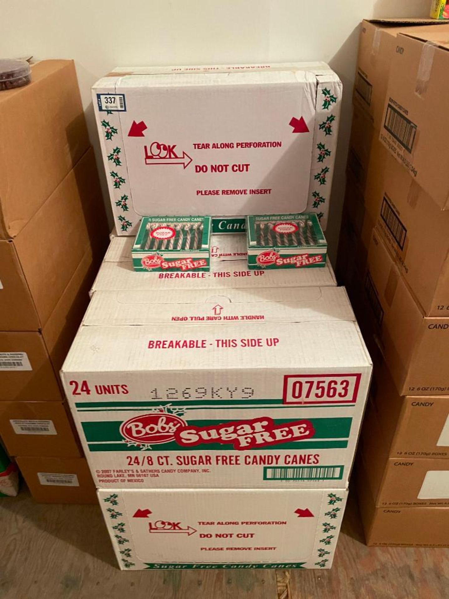 (7) CASES OF SUGAR FREE CANDY CANES, 24 PACKS OF 8 PER CASE