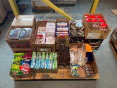 PALLET OF ASST. PRODUCTS INCL: FRUIT DROPS, TAFFY, TOFFEES, MINTS & GUMMY WORMS