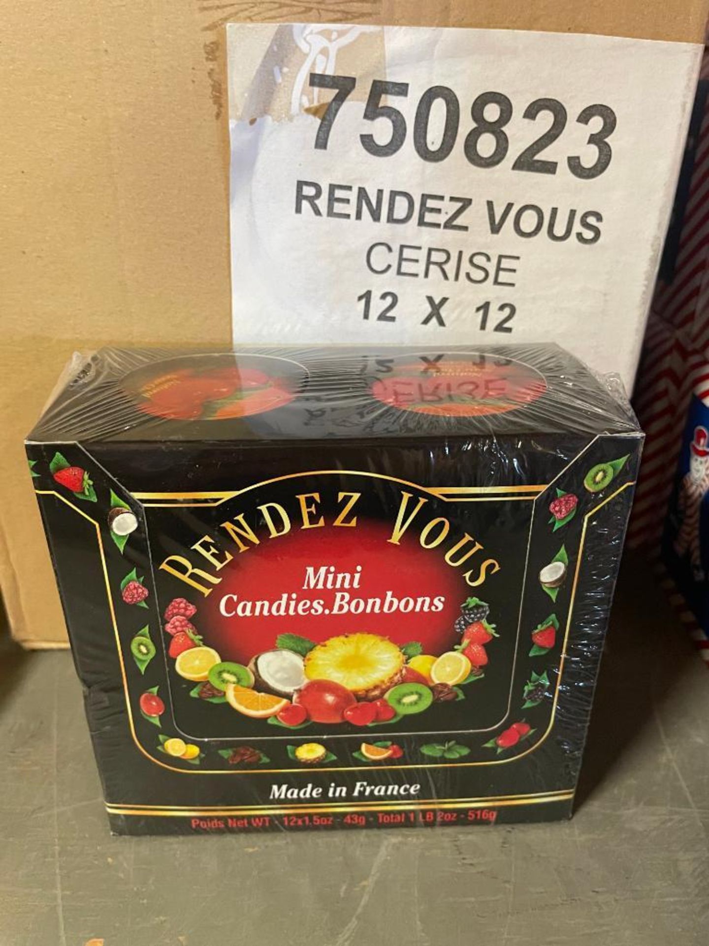 (156) TINS OF RENDEZ VOUS NATURAL SOUR CHERRY MINI CANDIES, MADE IN FRANCE, 43G/TIN - Image 2 of 3