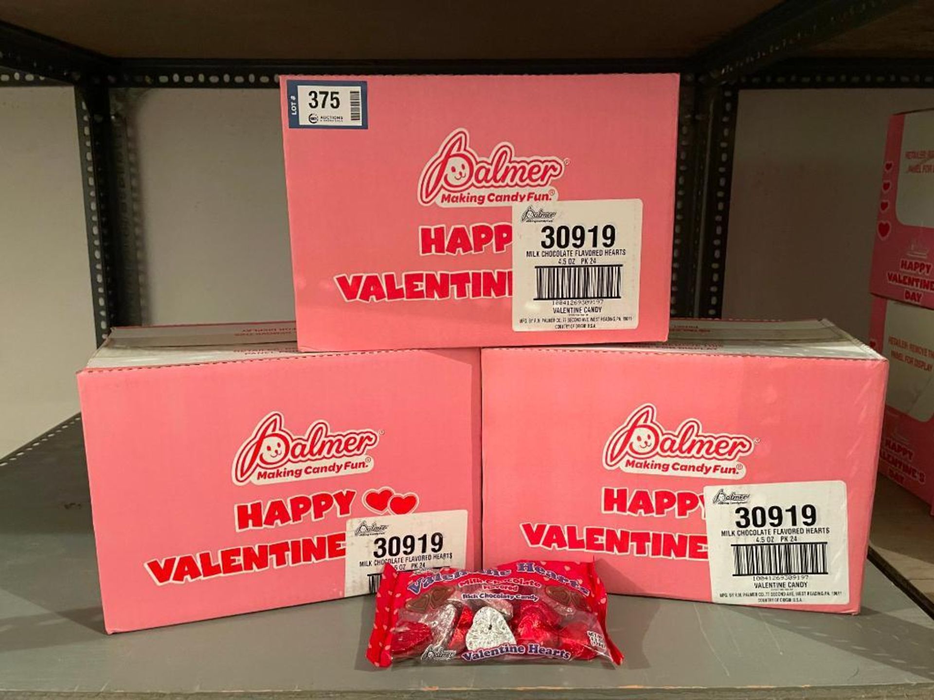 APPROX. (3) BOXES OF PALMER MILK CHOCOLATE FLAVORED VALENTINE HEARTS
