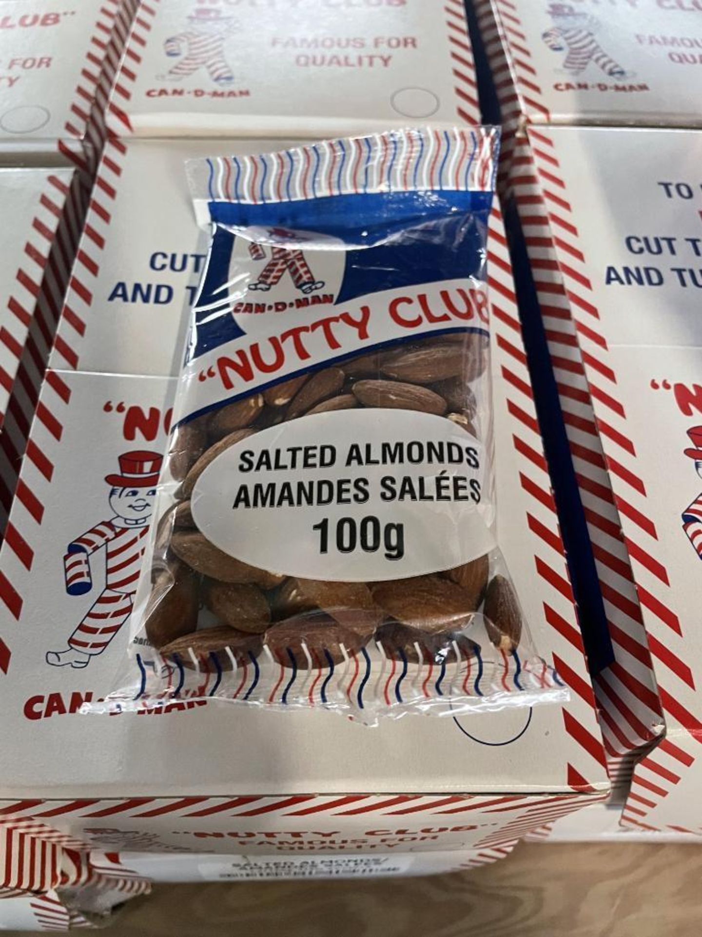 (22) BOXES OF NUTTY CLUB SALTED ALMONDS, (17) 12/100B PER BOX & (5) 12/50G PER BOX - Image 3 of 5