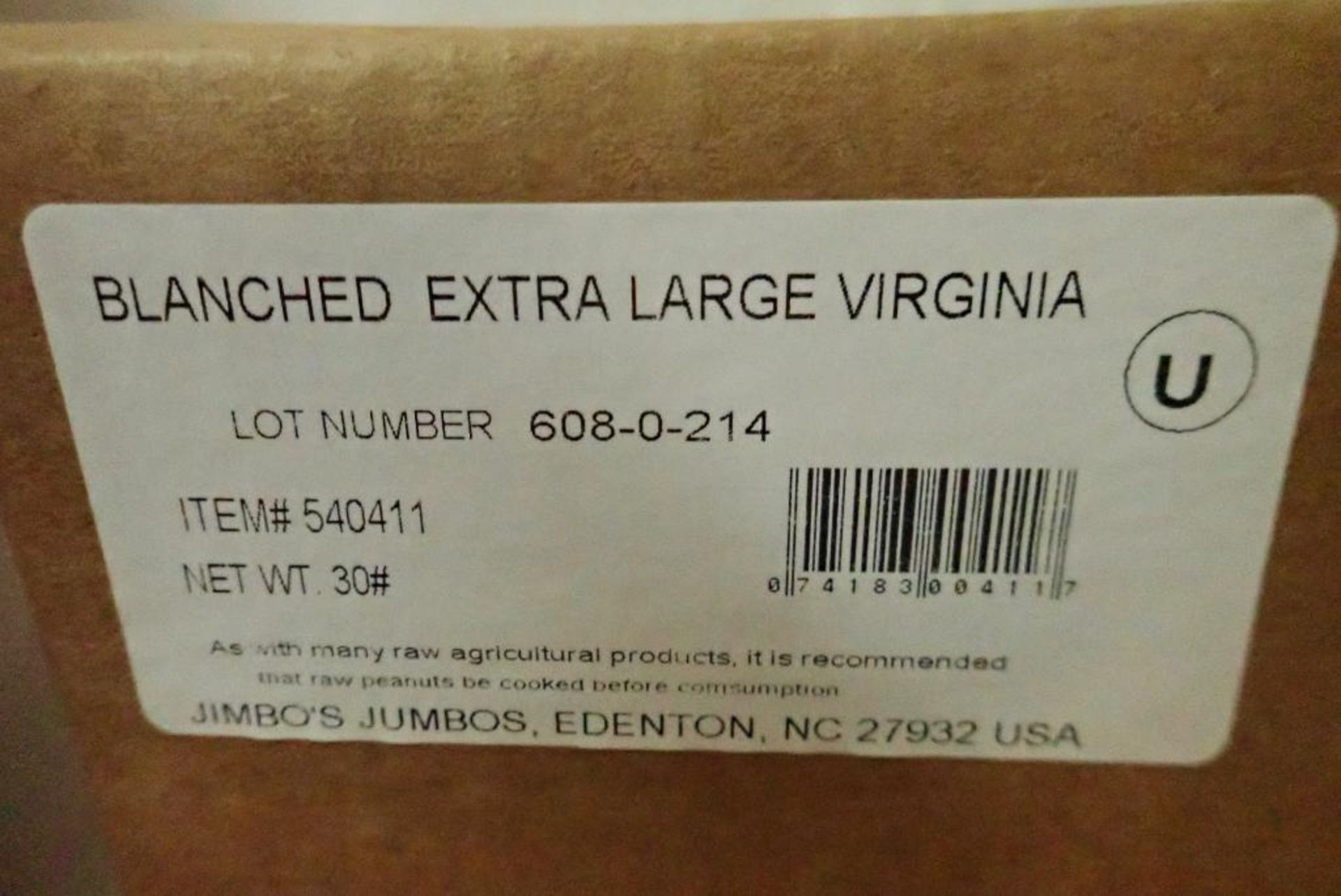 Lot of Approx. (34) 30lbs Boxes Blanched Extra Large Virginia Peanuts. - Image 2 of 2