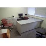Lot of U-Shaped Desk, (2) Task Chairs, Steno Chair, NVR Security System- NO CAMERAS.