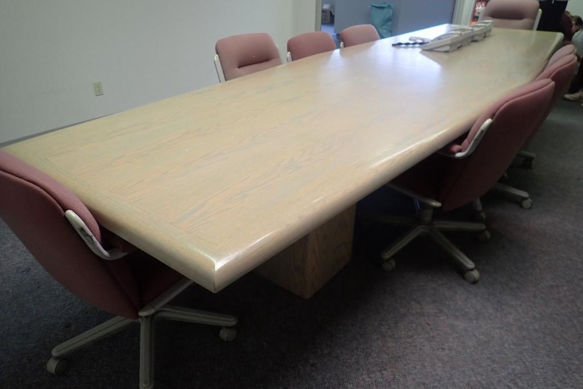 Lot of 14' Boardroom Table, (9) Task Chairs, Credenza, (2) Side Chairs, and Table. - Image 2 of 4