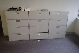 Lot of (3) Lateral 4-Drawer File Cabinets.