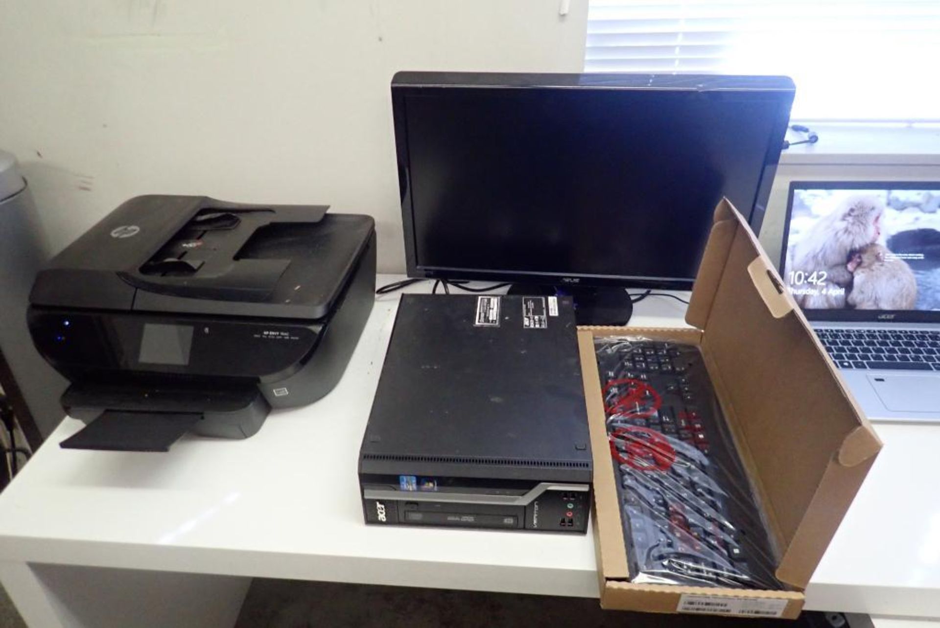 Lot of Acer Desktop Computer, Monitor, Keyboard and HP Printer- NO PASSWORDS.