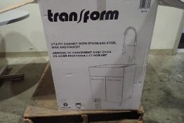 Transform Utility Cabinet w/Stainless Steel Sink and Faucet- NEW.
