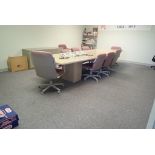 Lot of 14' Boardroom Table, (9) Task Chairs, Credenza, (2) Side Chairs, and Table.