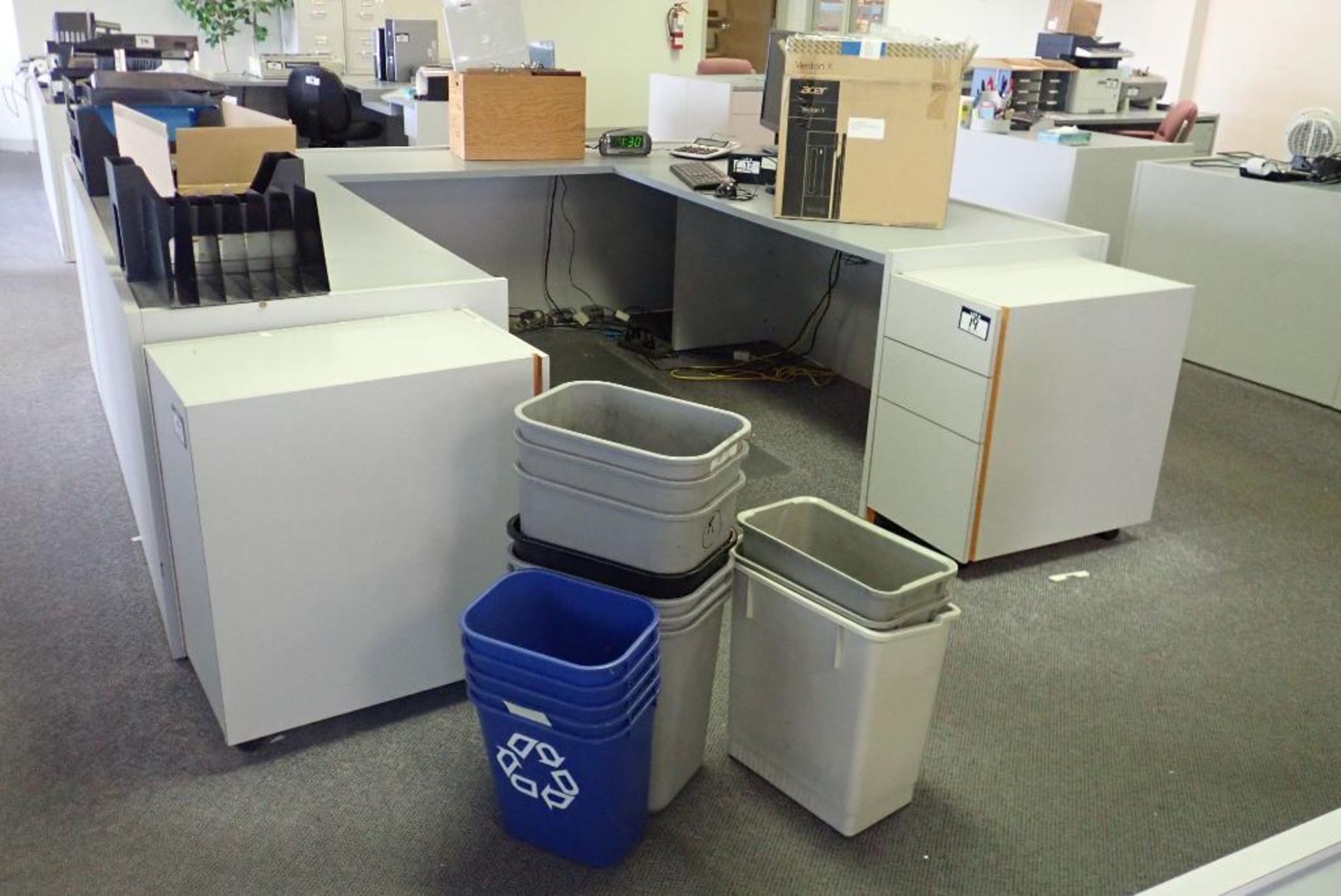 Lot of (3) Desks, (2) Steno Chairs, Vertical File Cabinet, Asst. Office Supplies, etc. - Image 2 of 3