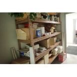 Lot of Metal Shelving Unit and Asst. Office Supplies, etc.