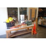 Lot of Pylons, Time Clock, Shipping & Safety Supplies, Floor Sweep, Bolt Cutter and Pallet Pullers.