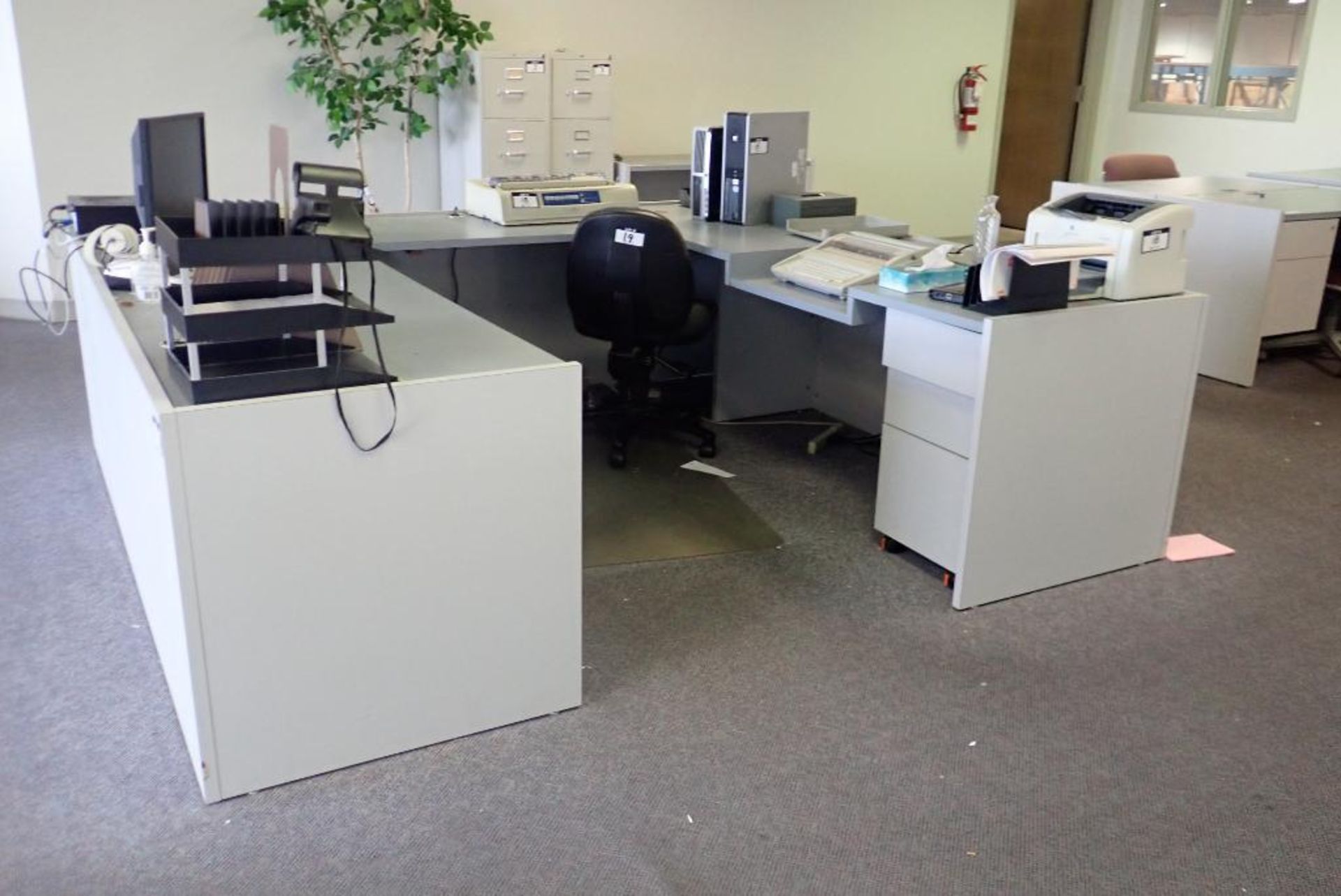 Lot of (3) Desks, (2) Steno Chairs, Vertical File Cabinet, Asst. Office Supplies, etc. - Image 3 of 3