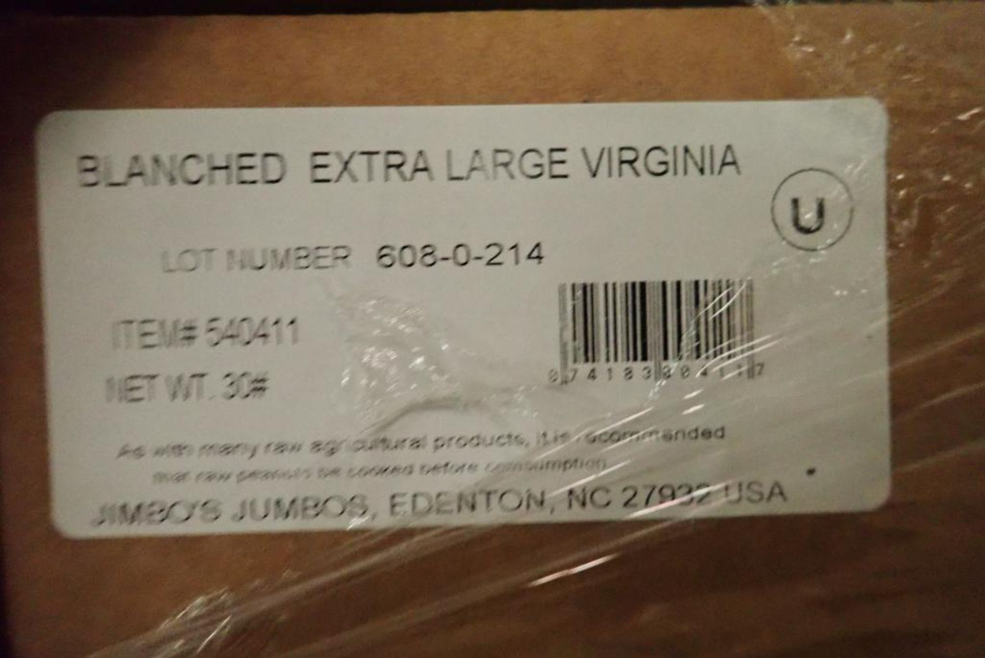 Lot of Approx. (70) 30lbs Boxes Blanched Extra Large Virginia Peanuts. - Bild 2 aus 2