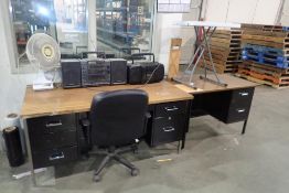 Lot of (4) Desks, (2) Office Chairs, Portable Stereos, etc.