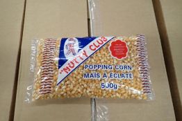 Lot of Approx. (24) Cases 500g Bags Popping Corn.