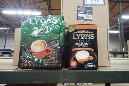 Lot of Approx. (9) Cases Asst. Lyons Instant Coffee.