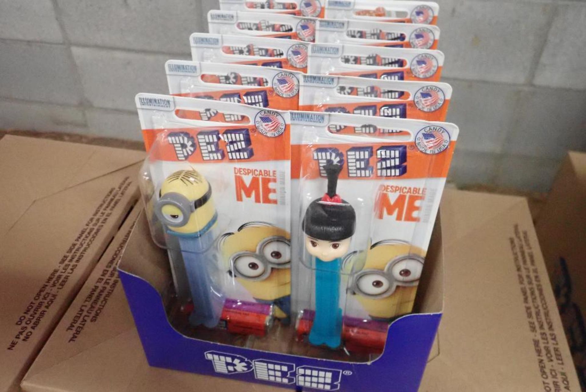 Lot of Approx. (10) Boxes Despicable Me PEZ Dispensers.