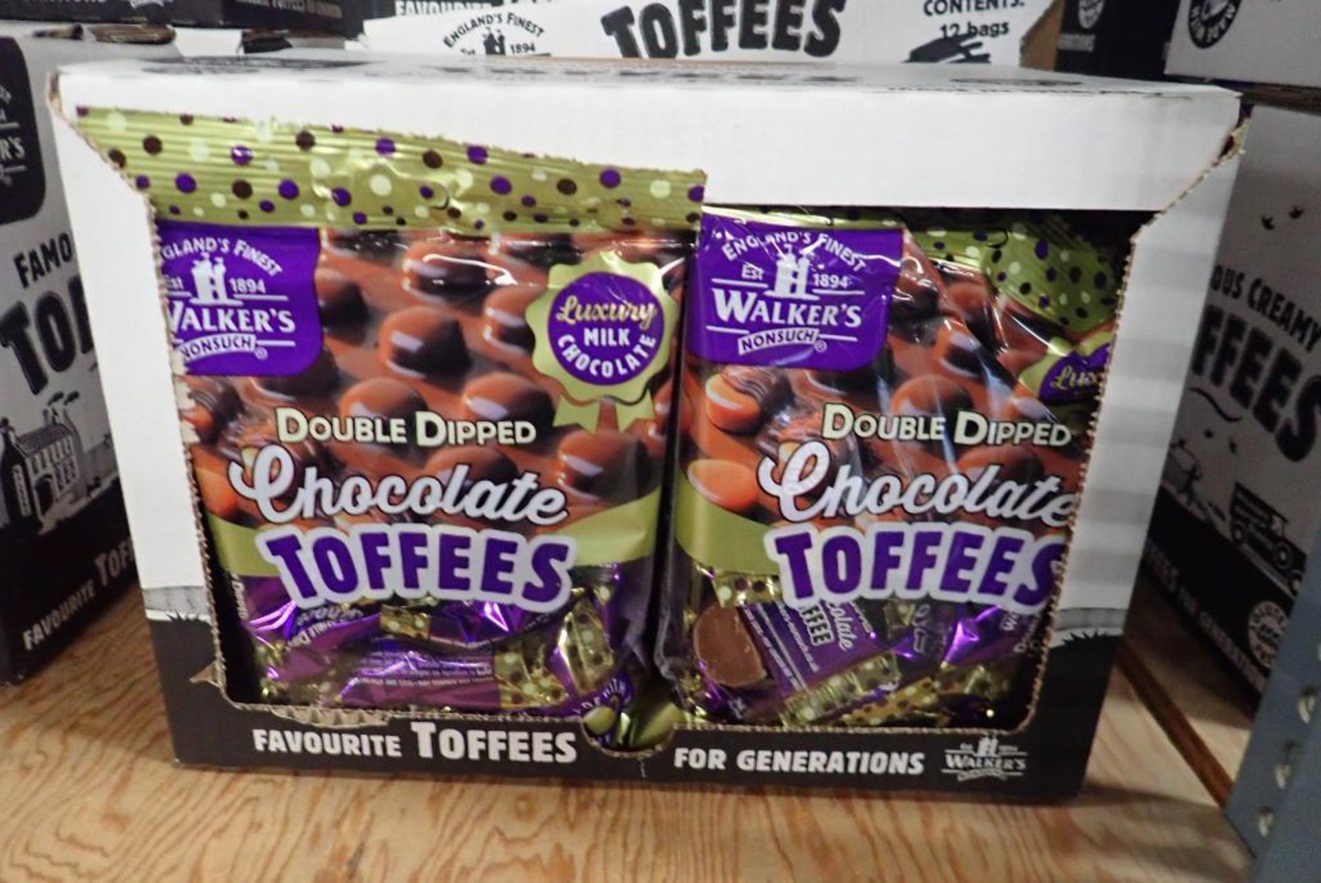 Lot of (4) Boxes Walkers Double Dipped Chocolate Toffee.