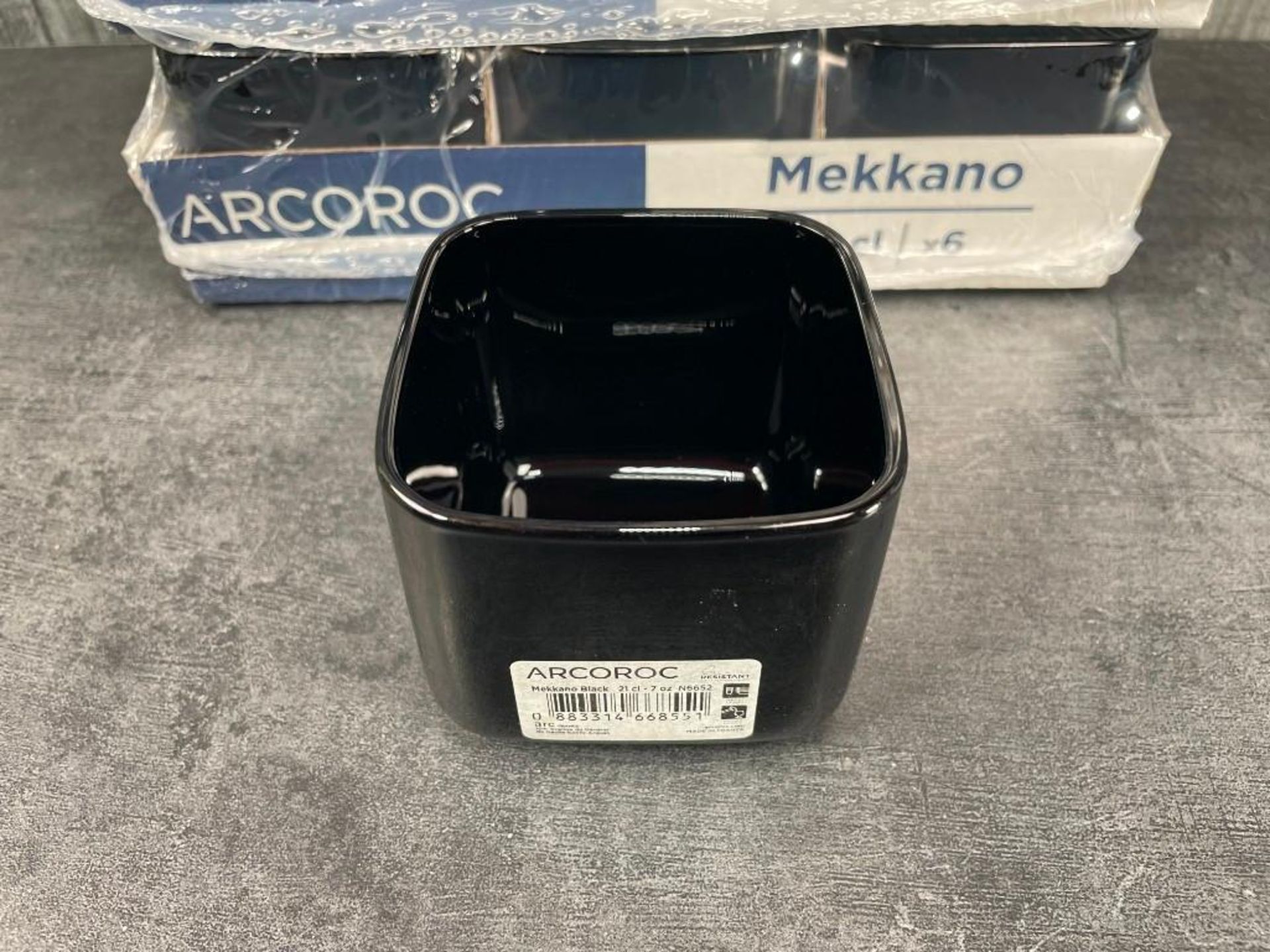 MEKKANO 2-7/8" BLACK SQUARE 7OZ BOWLS, ARCOROC N6652 - LOT OF 24 - Bild 4 aus 7