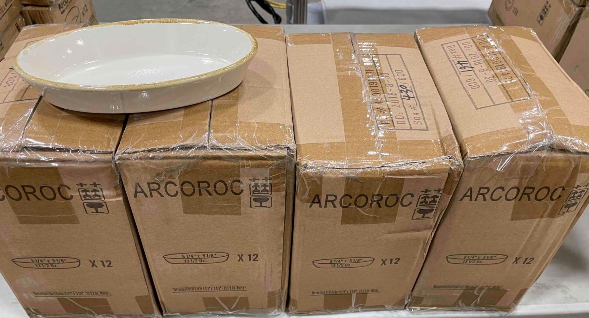 4 CASES OF TERRASTONE 8 1/4" WHITE OVAL BAKER - 12/CASE, ARCOROC - NEW