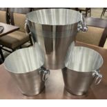 7.75" ALUMINUM CHAMPAGNE/ WINE BUCKET - LOT OF 3 - JOHNSON ROSE 7885 - NEW