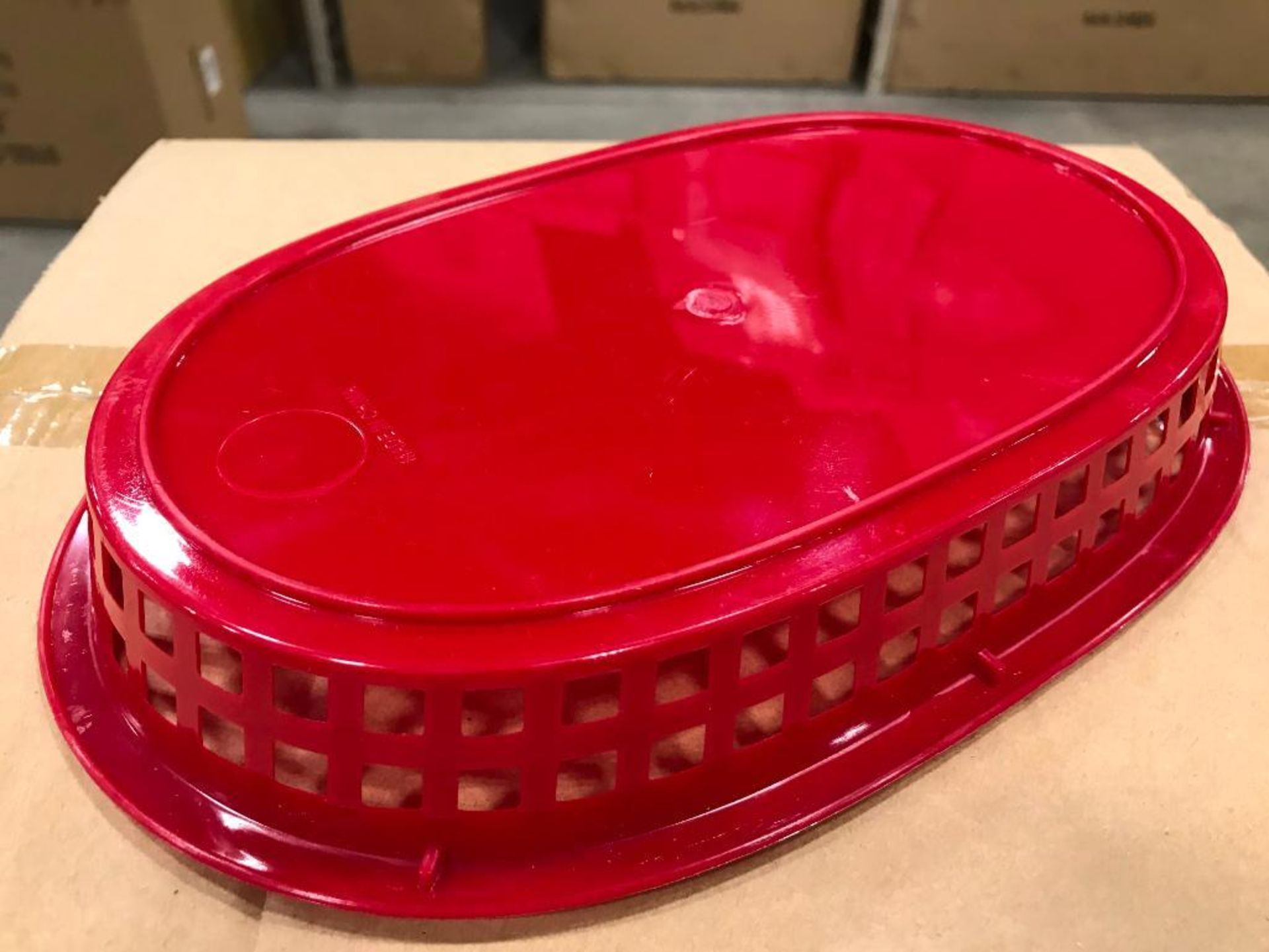 10" OVAL PLASTIC FOOD RED BASKETS, BROWNE 496FR - LOT OF 144 - NEW - Image 3 of 4