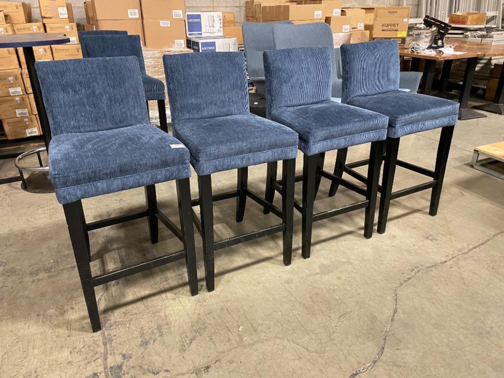 (4) BLUE CORDUROY BAR HEIGHT BAR STOOLS - Image 2 of 11