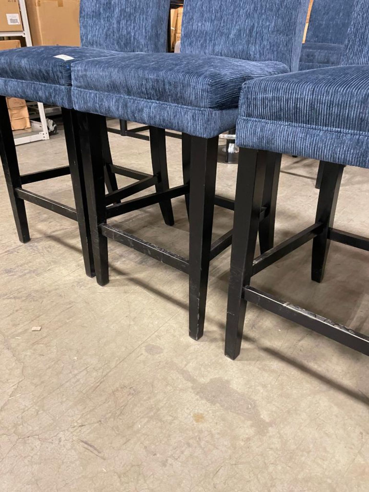 (4) BLUE CORDUROY BAR HEIGHT BAR STOOLS - Image 8 of 11