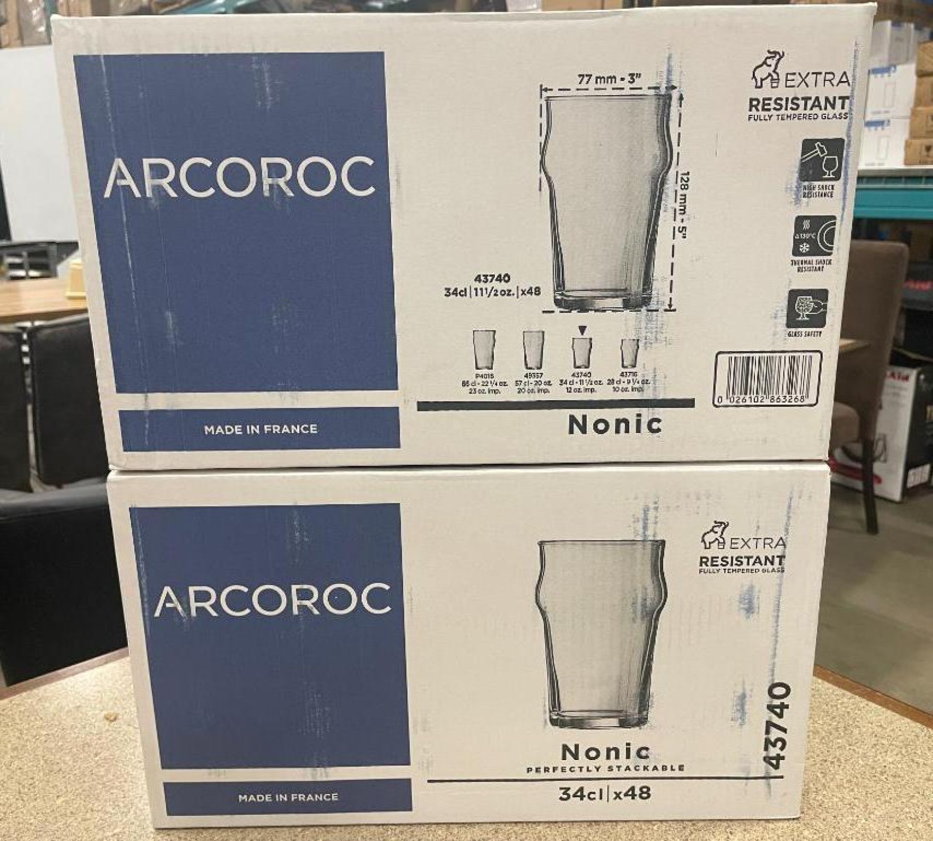 2 CASES OF 12OZ NONIC BEER GLASS, ARCOROC 43740 - 24 PER CASE - Image 2 of 14