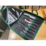 SANELLI 8-SLOT KNIFE CASE WITH ASSORTED KNIVES