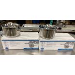 (2) 2QT HEAVY DUTY STAINLESS SAUCE PAN SET INDUCTION CAPABLE, JR 47622 - NEW