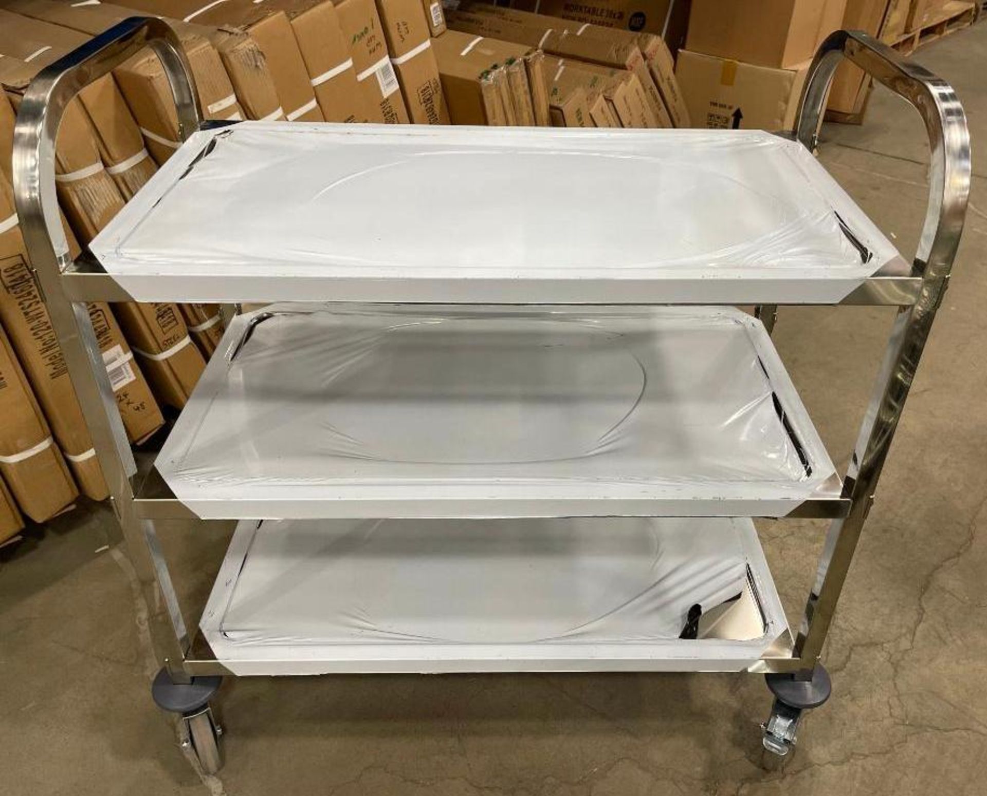 31" X 17" STAINLESS STEEL 3 TIER BUSSING CART - NEW - OMCAN 24419 - Image 2 of 4
