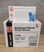 SYNGUARD NITRILE POWDER FREE BLUE EXAM GLOVES, SIZE LARGE - LOT OF 1000