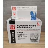 SYNGUARD NITRILE POWDER FREE BLUE EXAM GLOVES, SIZE LARGE - LOT OF 1000