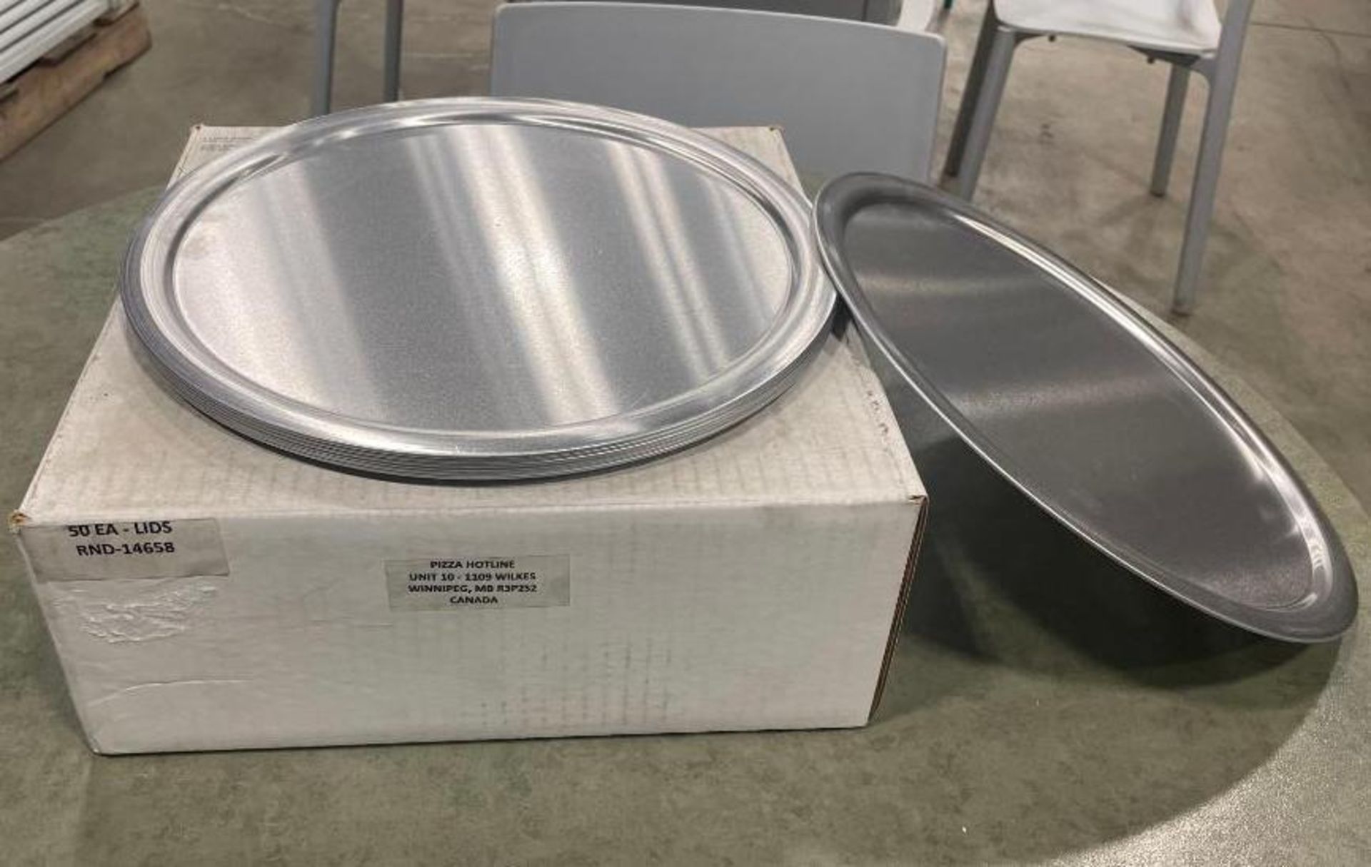 12" ALUMINUM PIZZA PAN COVERS -RND-14658, LOT OF 50 - NEW