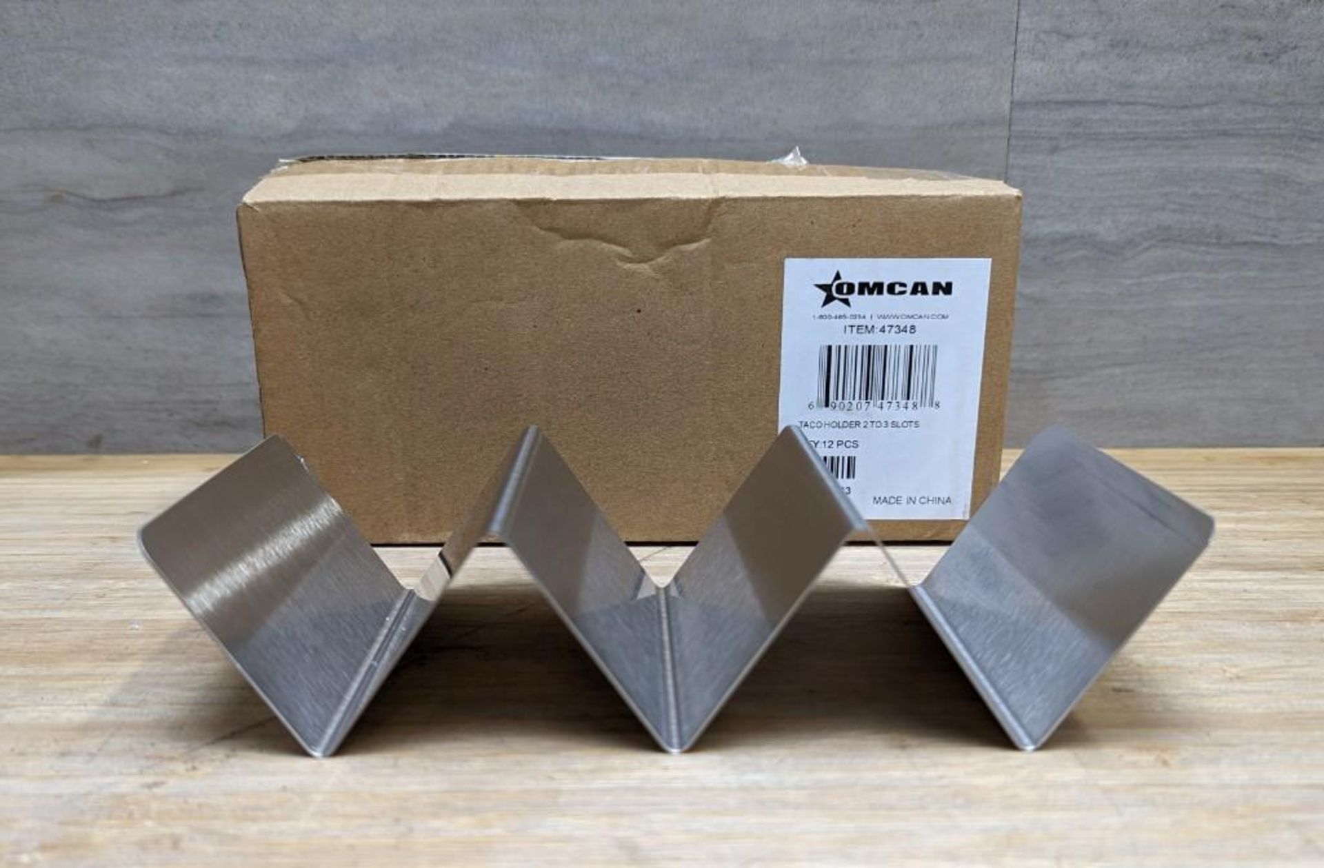 2 OR 3 SLOT STAINLESS TACO HOLDERS, OMCAN 47348 - LOT OF 12 - NEW