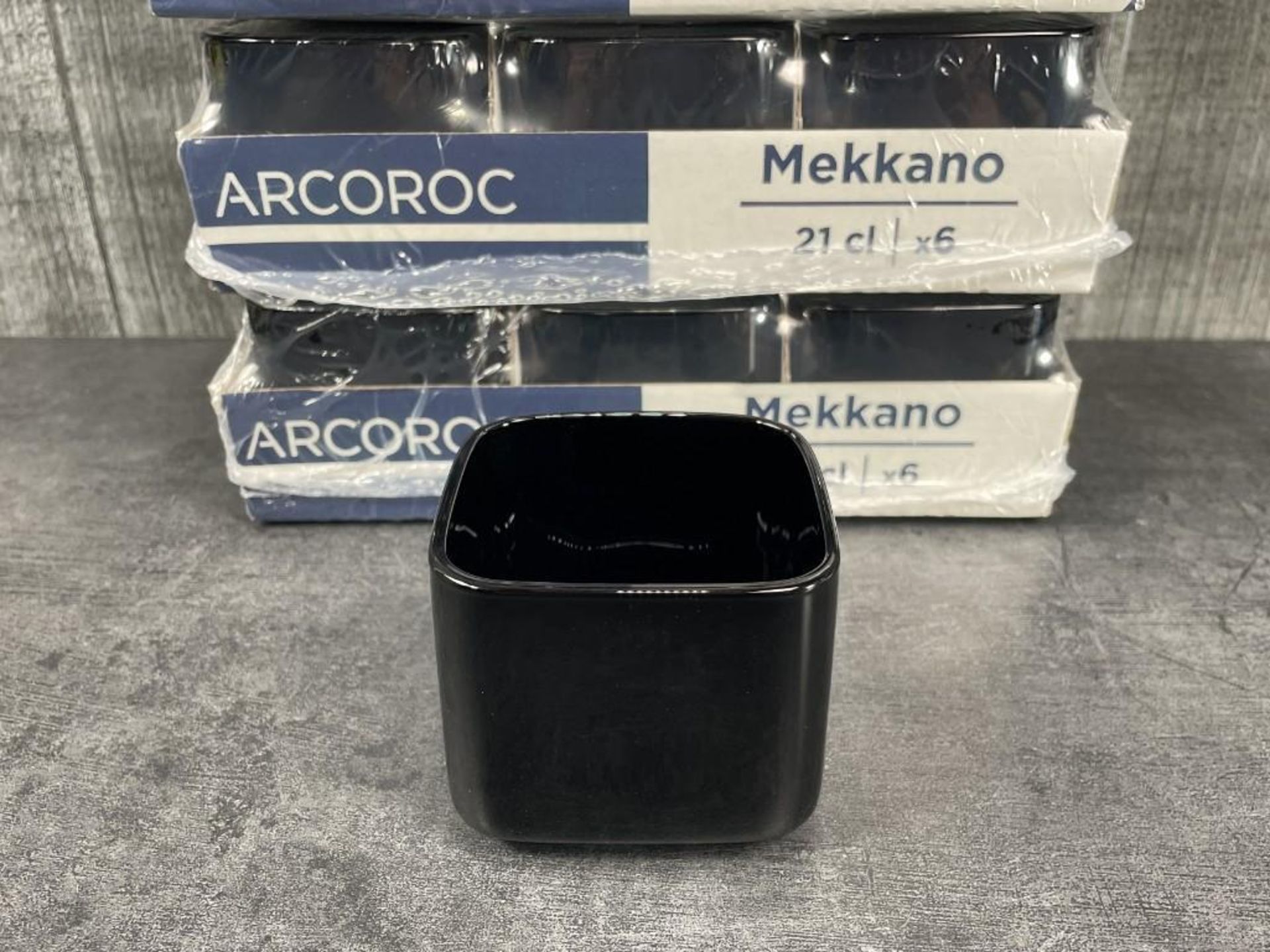 MEKKANO 2-7/8" BLACK SQUARE 7OZ BOWLS, ARCOROC N6652 - LOT OF 24 - Image 2 of 7