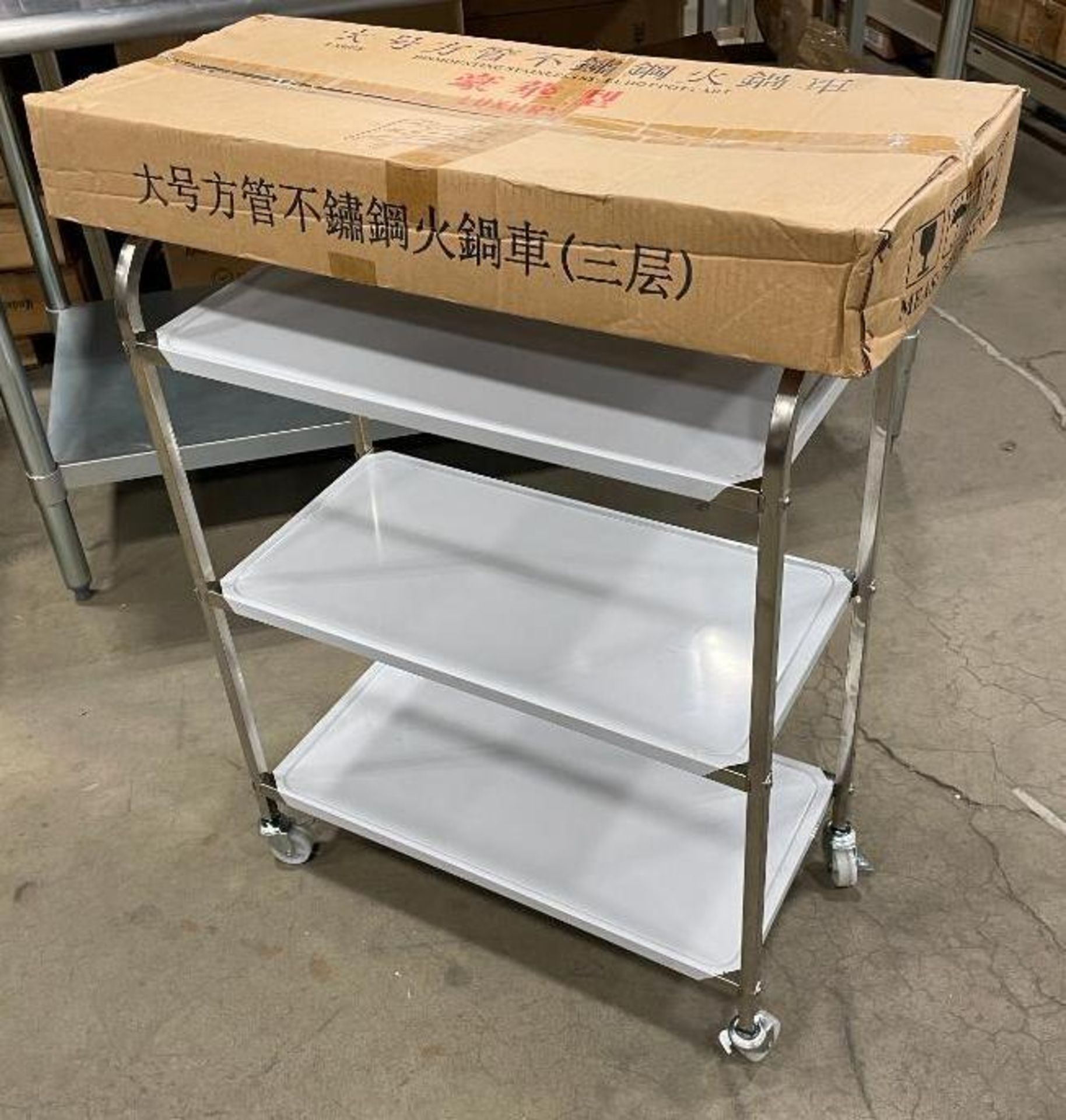 (2) 3-TIER STAINLESS STEEL BUSSING CART - Image 4 of 4