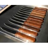 STEAK KNIVES, WOOD HANDLE, POINTED TIP - LOT OF 12