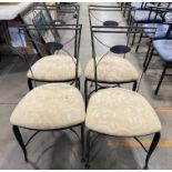 (4) CREAM PADDED METAL BACK DINING CHAIRS