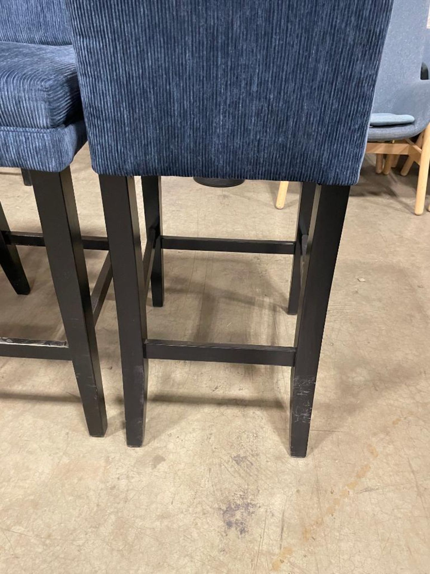 (4) BLUE CORDUROY BAR HEIGHT BAR STOOLS - Image 6 of 11