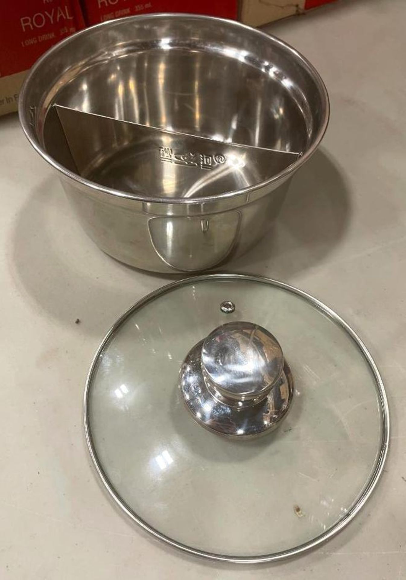 LOT OF (20) TWO-COMPARTMENT ROUND STAINLESS STEEL POT WITH COVER - Image 3 of 7