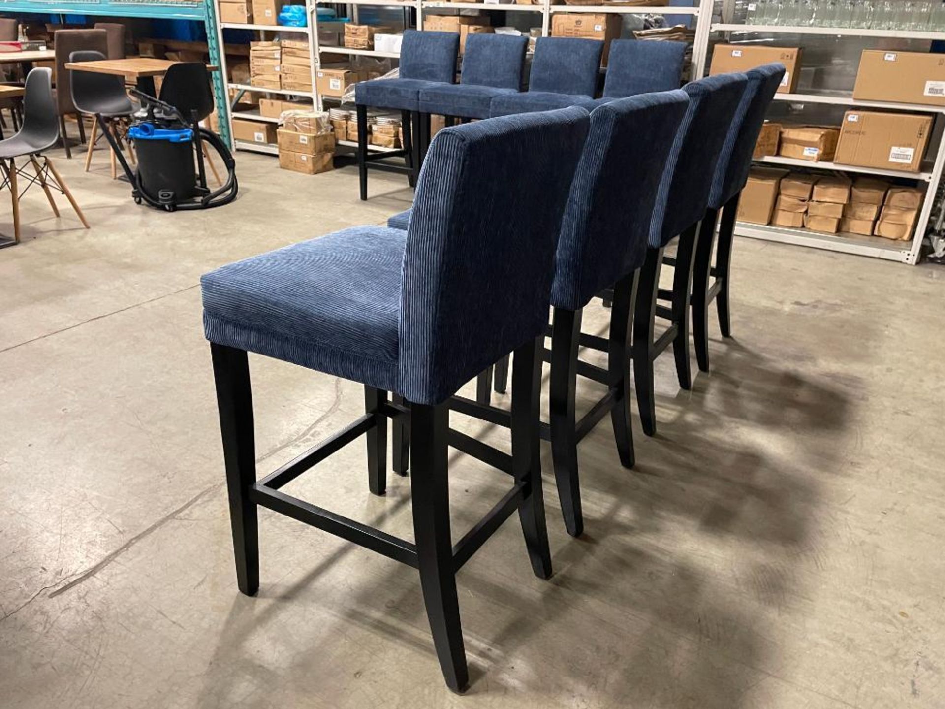 (4) BLUE CORDUROY BAR HEIGHT BAR STOOLS - Image 4 of 11